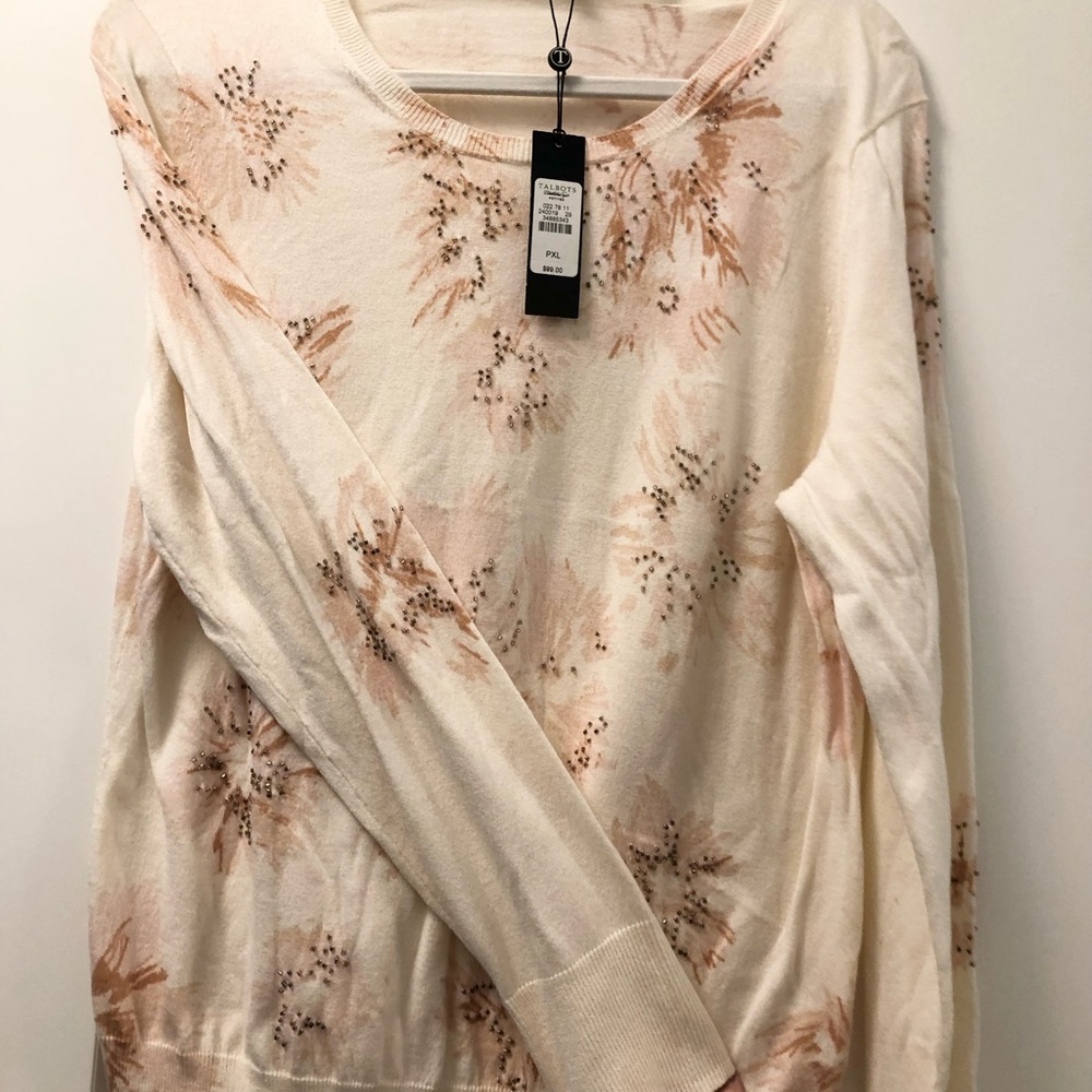 Talbots Ladies petite XL Crewmeck Sweater NWTwith beaded detailing.